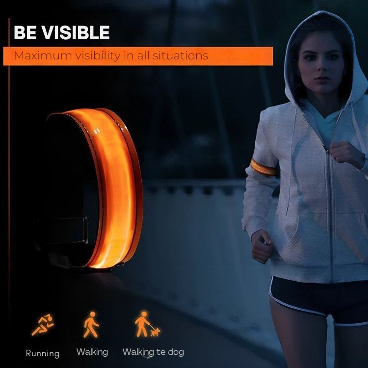 LED Safety Armband – USB Rechargeable Reflective Light for Night Running, Cycling & Outdoor Sports