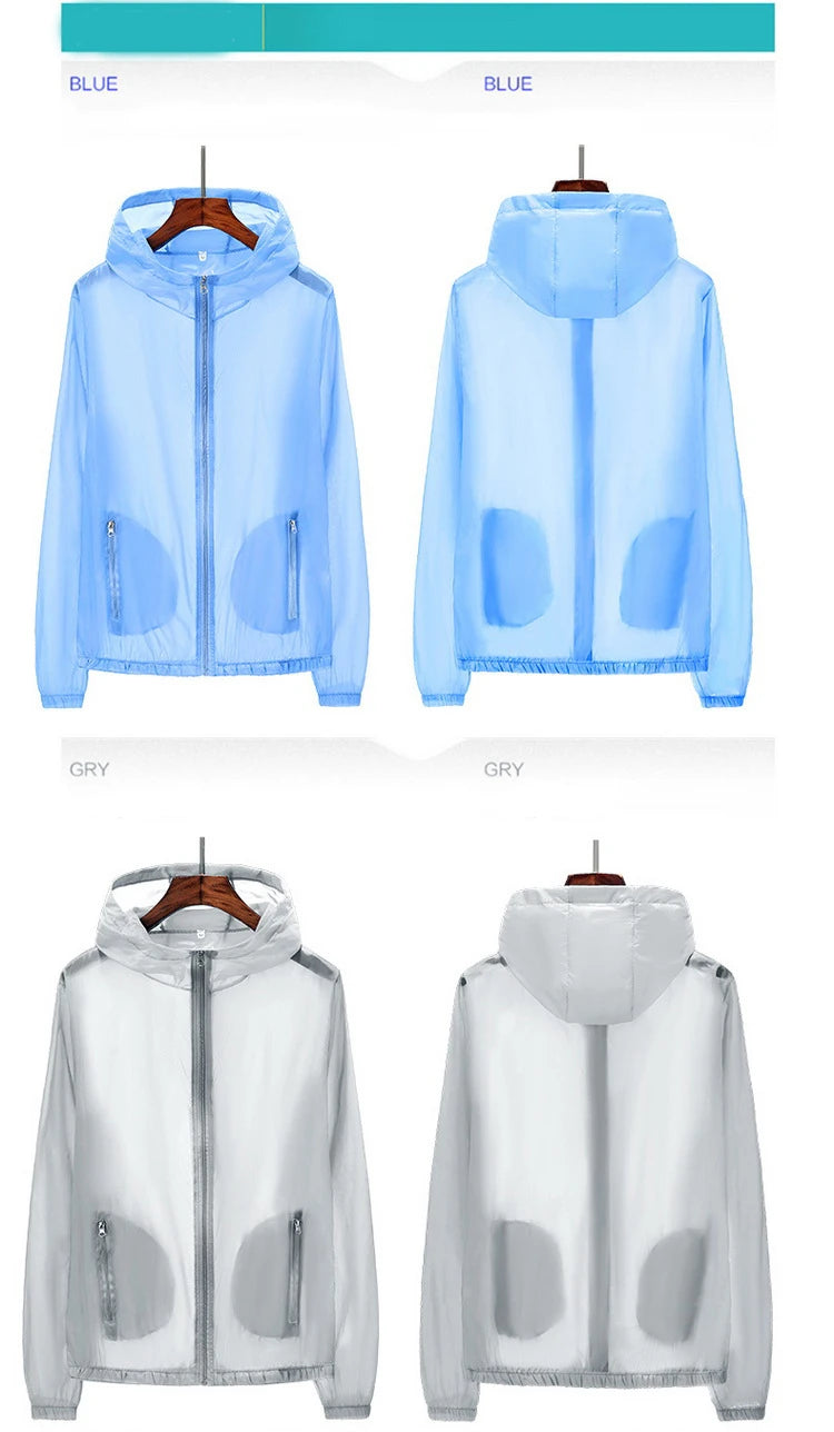 Ultralight & Transparent Windbreaker - Sun-Protective Jacket for Men, Women & Teens