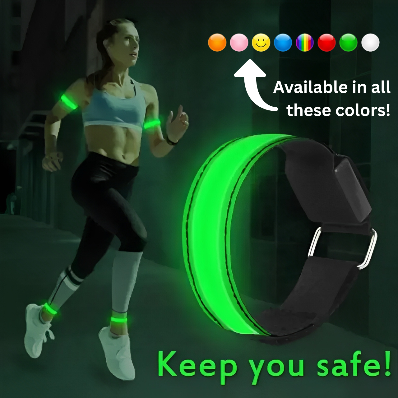 LED Safety Armband – USB Rechargeable Reflective Light for Night Running, Cycling & Outdoor Sports