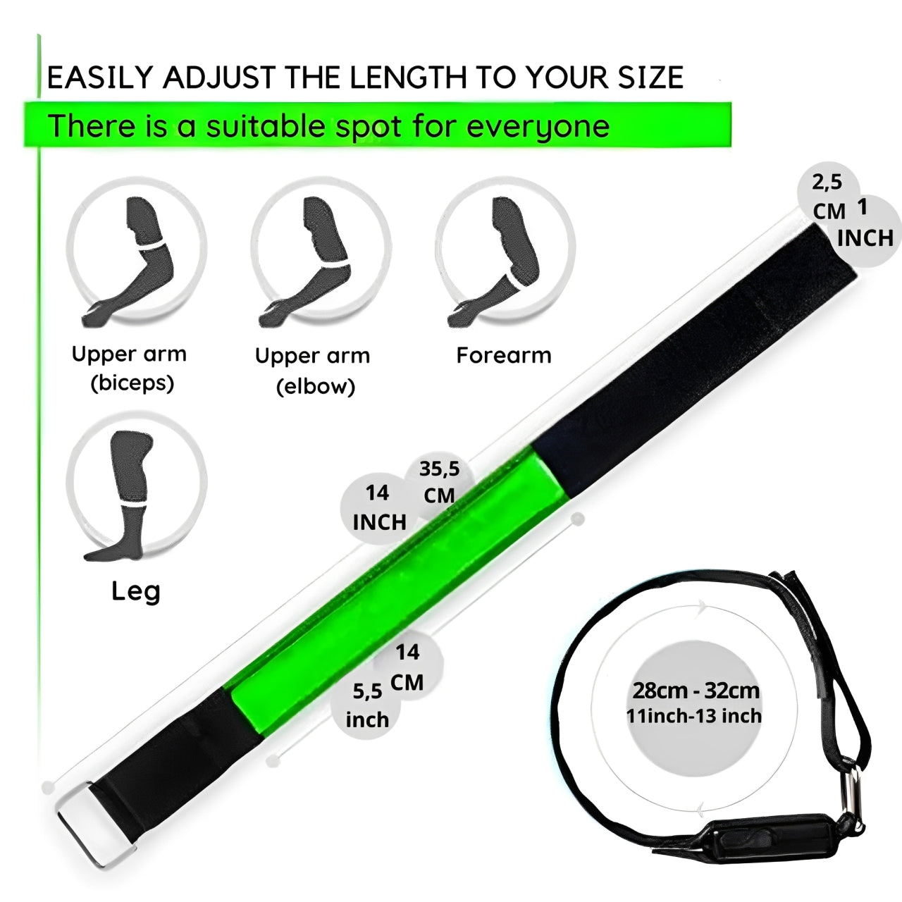 LED Safety Armband – USB Rechargeable Reflective Light for Night Running, Cycling & Outdoor Sports
