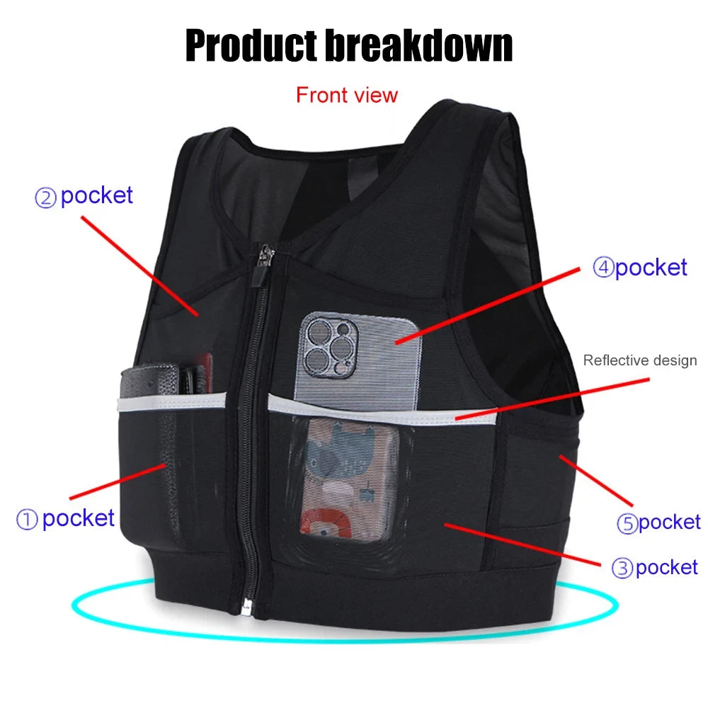 Reflective Running Vest with Pockets | Unisex Marathon & Jogging Vest